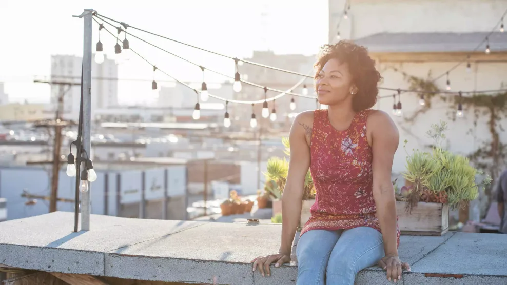 Lady on the roof